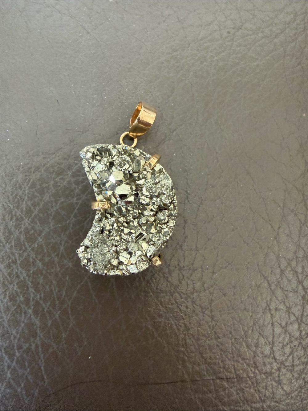 Stunning Pyrite Moon Pendant Necklace - Elegant Sparkle